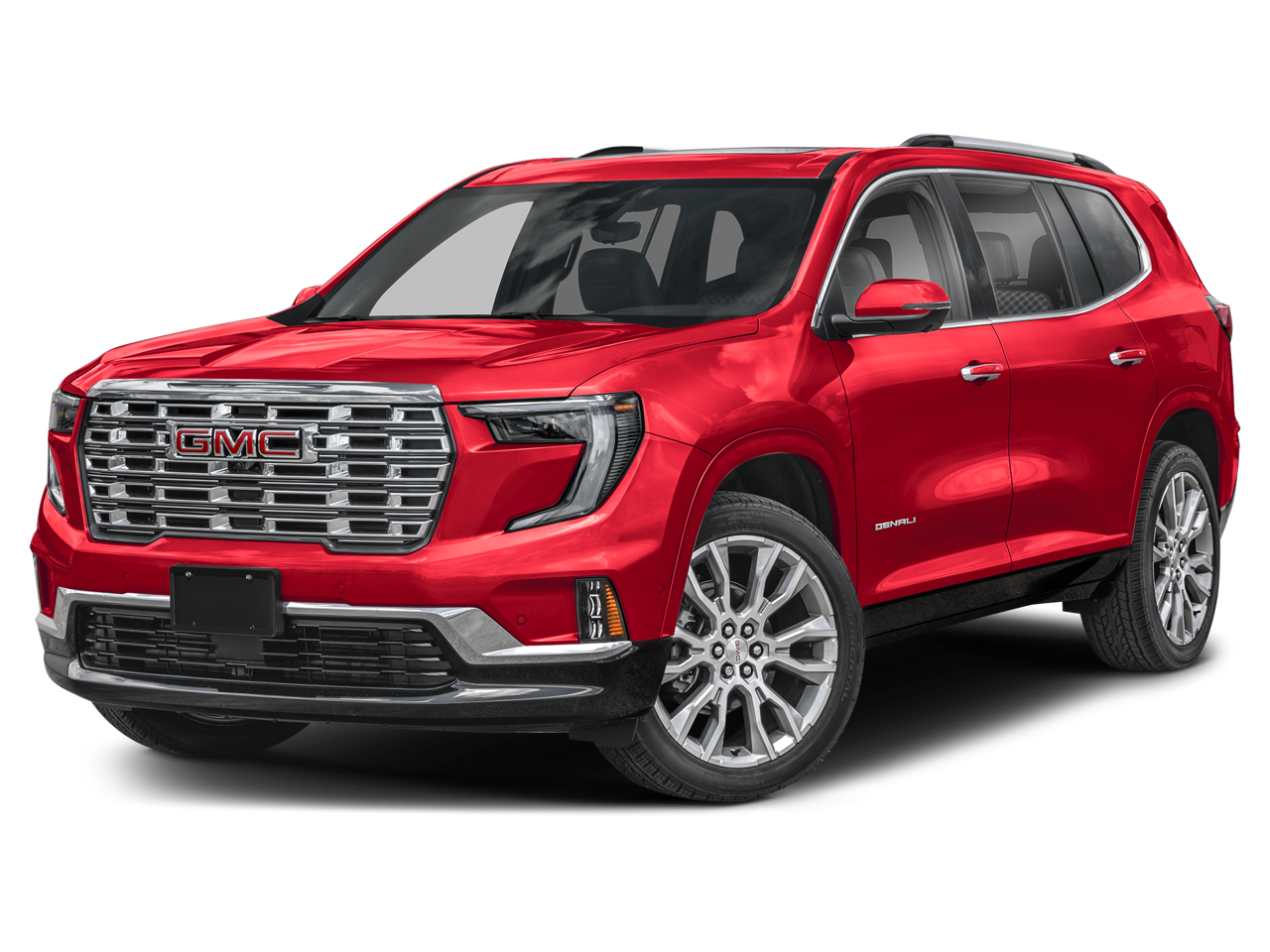 2026 GMC Acadia Denali in Volcanic Red Tintcoat — front three-quarter view