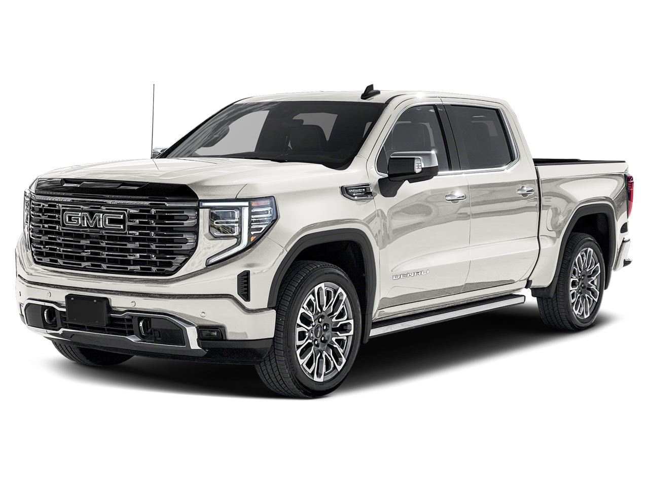 2026 GMC Sierra 1500 Denali Ultimate in Glacier White Tricoat — front three-quarter view