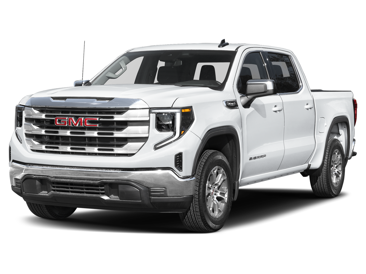 2026 GMC Sierra 1500 SLE in Summit White — front three-quarter view