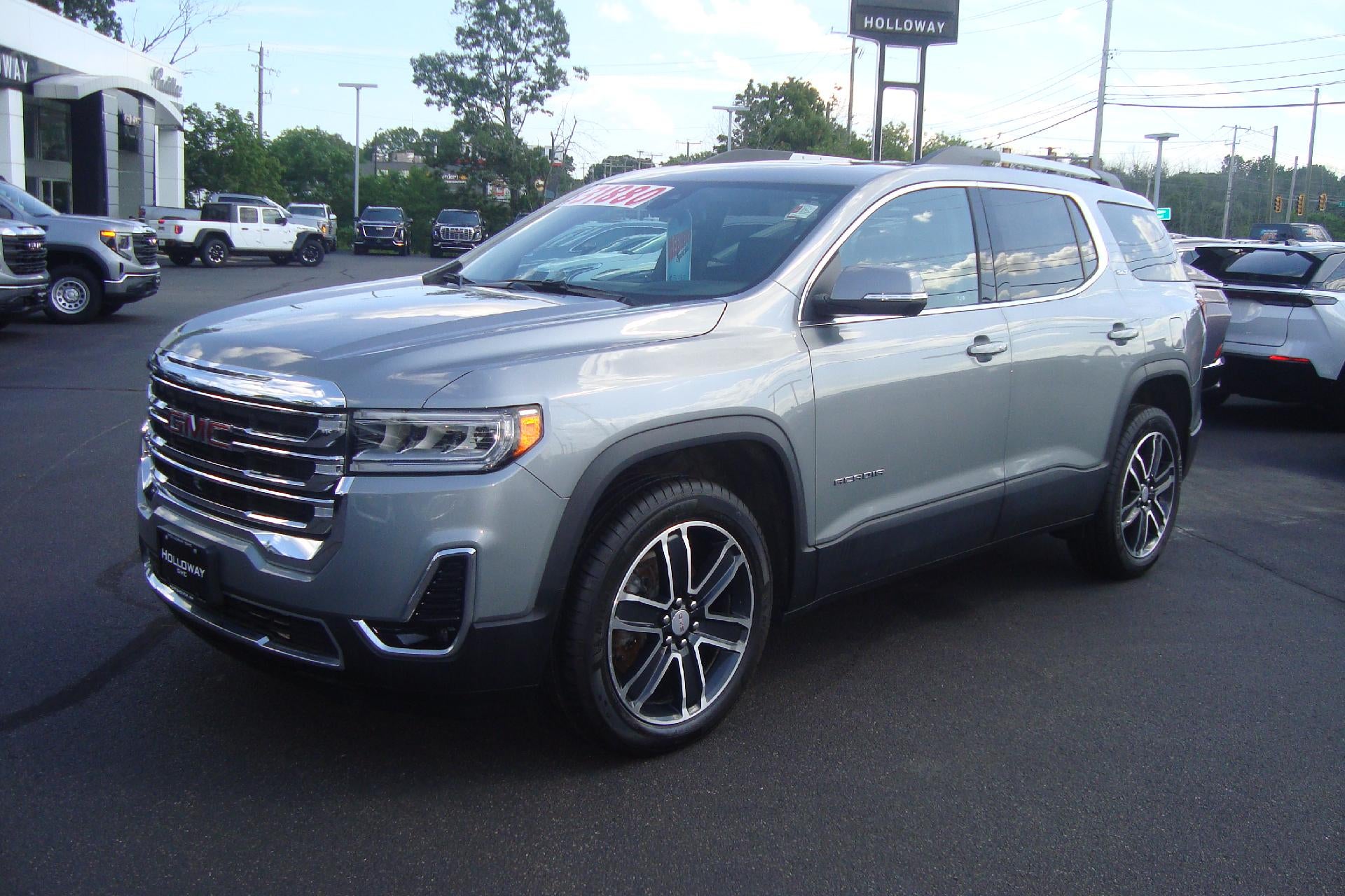 2023 GMC Acadia SLT in Sterling Metallic — front three-quarter view