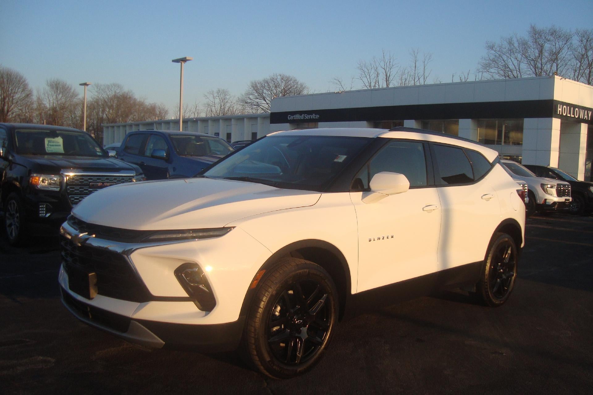 2023 Chevrolet Blazer LT in Summit White — front three-quarter view